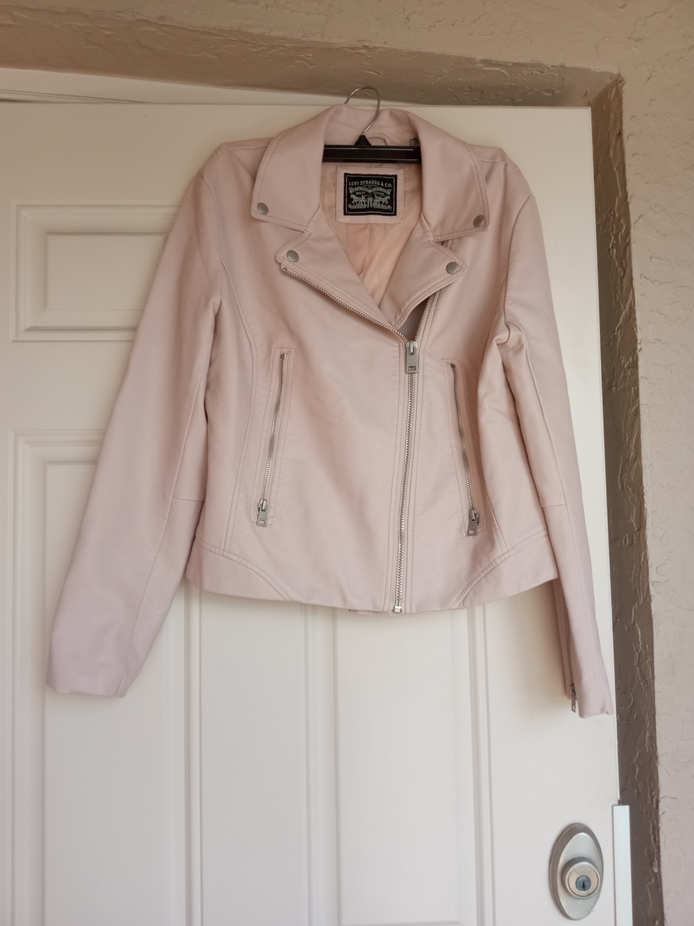 Levi's Pale Pink Moto Leather Jacket - Women's